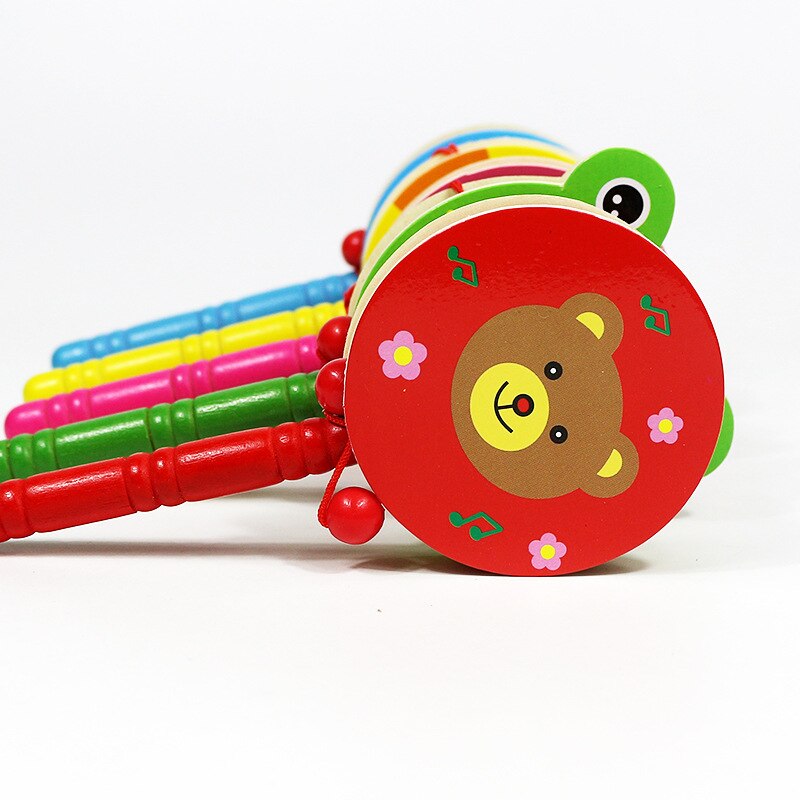 ZH 1 PC Colorido Animais Fruto de Tambores De Madeira Chocalho Do Bebê Brinquedos Educativos Tradicionais