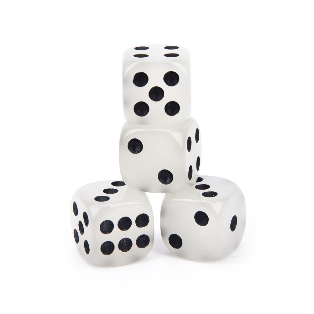 4PCS Fillet Black Pips Luminous Dice 6 Side For Boardgame Night Bar KTV 14mm