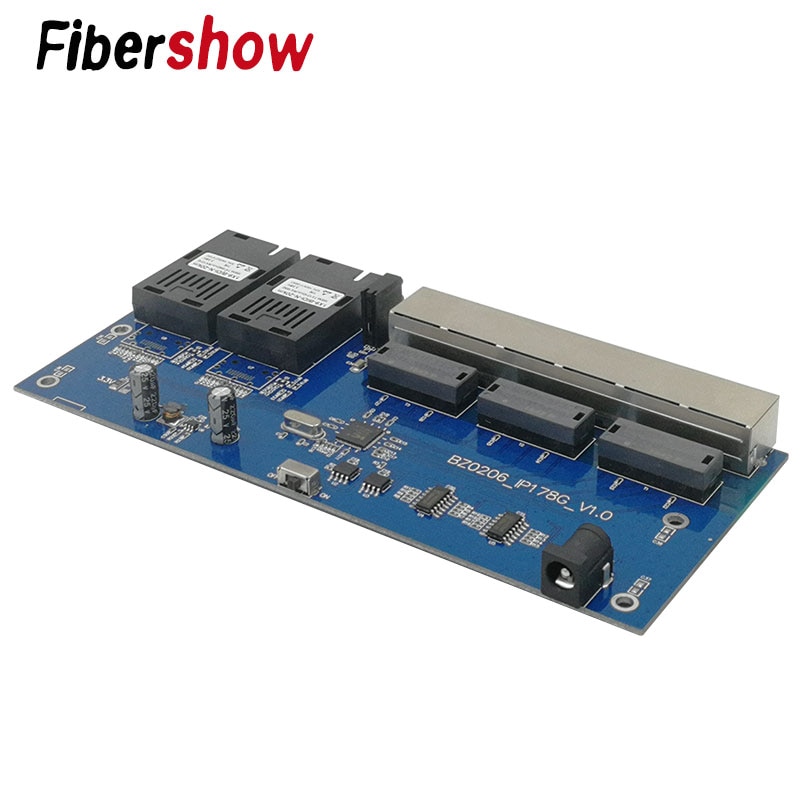Ethernet Fiber switch 6 RJ45 2 SC Optical Media Converter Single Mode fiber Port PCB 10/100M