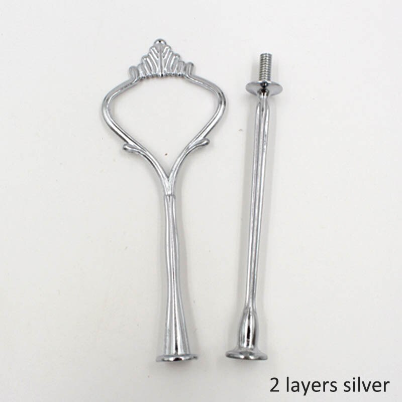 Juego de utensilios de cocina de aleación de Zinc, de corona, herramientas de decoración de pasteles multifunción, soporte para pasteles, frutas, suministros para colocar: 2 layers silver