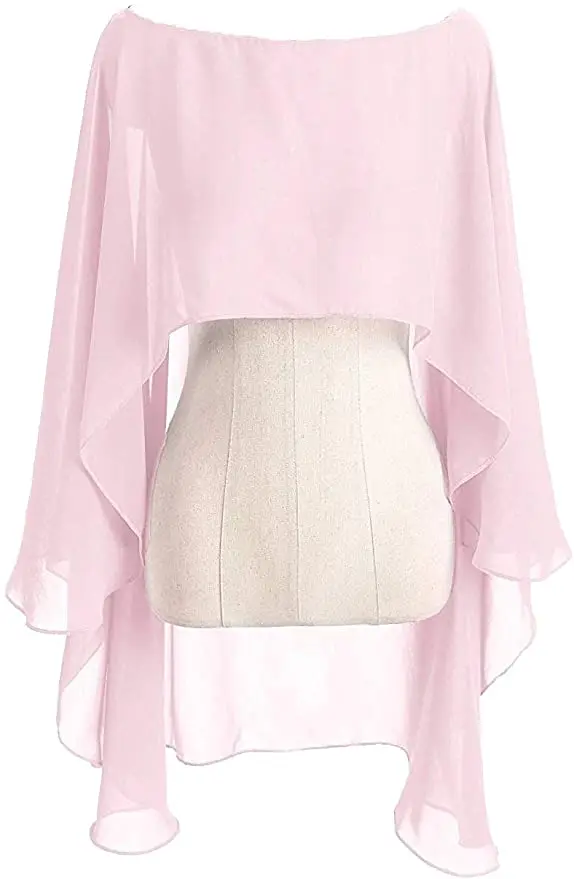Capa de gasa para Mujer, Bolero para Mujer, Chalas de boda para Mujer, chaqueta nupcial para boda de noche, accesorios, capa de Peleryna, chal de Boda: Rosa