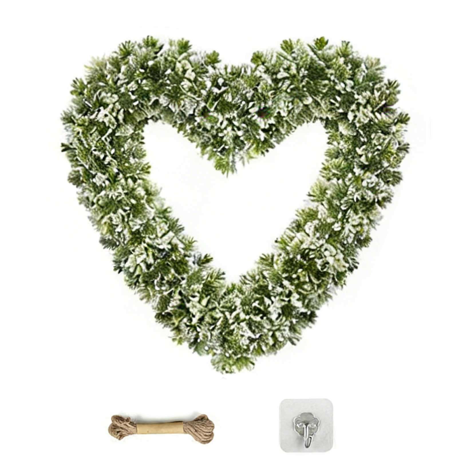 Herz-Liebesgirlande Wandbehang Schild Künstliches Grün Gartendekoration für Haus Zauberstab Fenster Landhaus Hängedekoration: WEISS