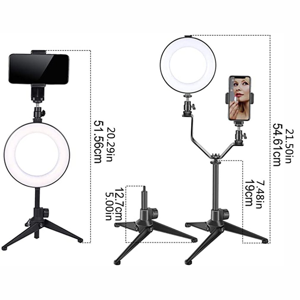 Ring Light Adjustable Video LED Camera Selfie Light Ring mirror for iPhone Xiaomi Huawei Tripod and Phone Holder for Video