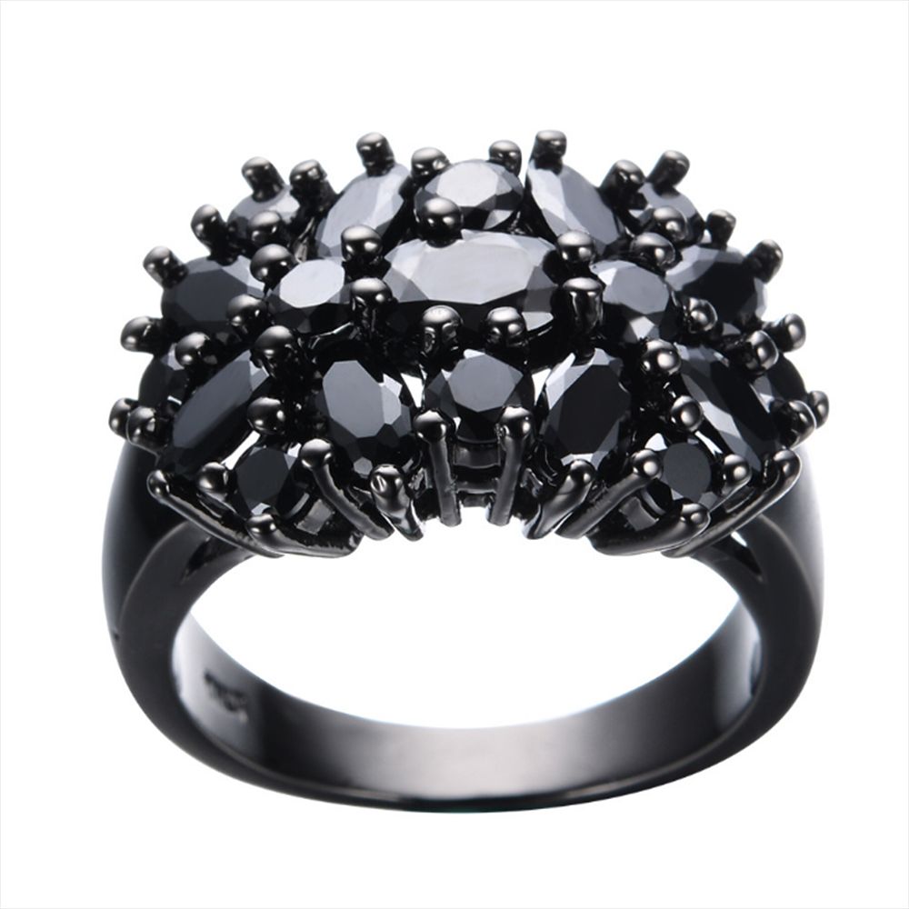 Bague incrustée de cuivre unique pour hommes et femmes, matiques de mariage ovales noires, bijoux de bordure, unique,