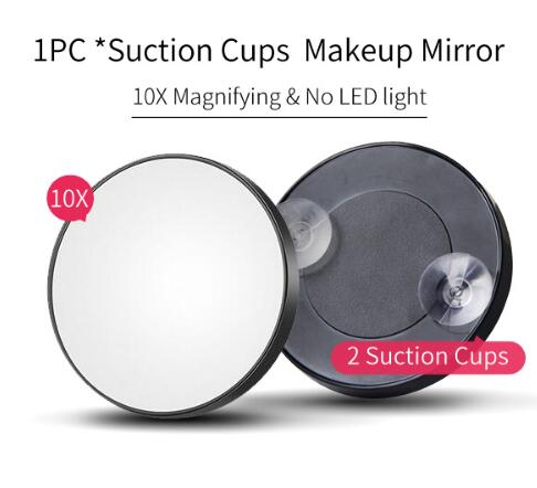 10x forstørrelsesspeil suger makeup speil led lys kosmetisk speil fly/stativ/lomme/sminke speil: Sugekopp speil