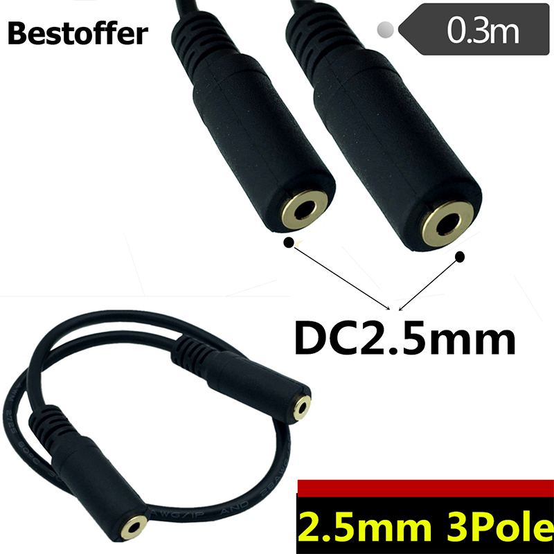 30Cm Dc 2.5Mm 3Pole Vrouwelijke Plug Aux Audio Trrs Adapter Converter Kabel: Default Title