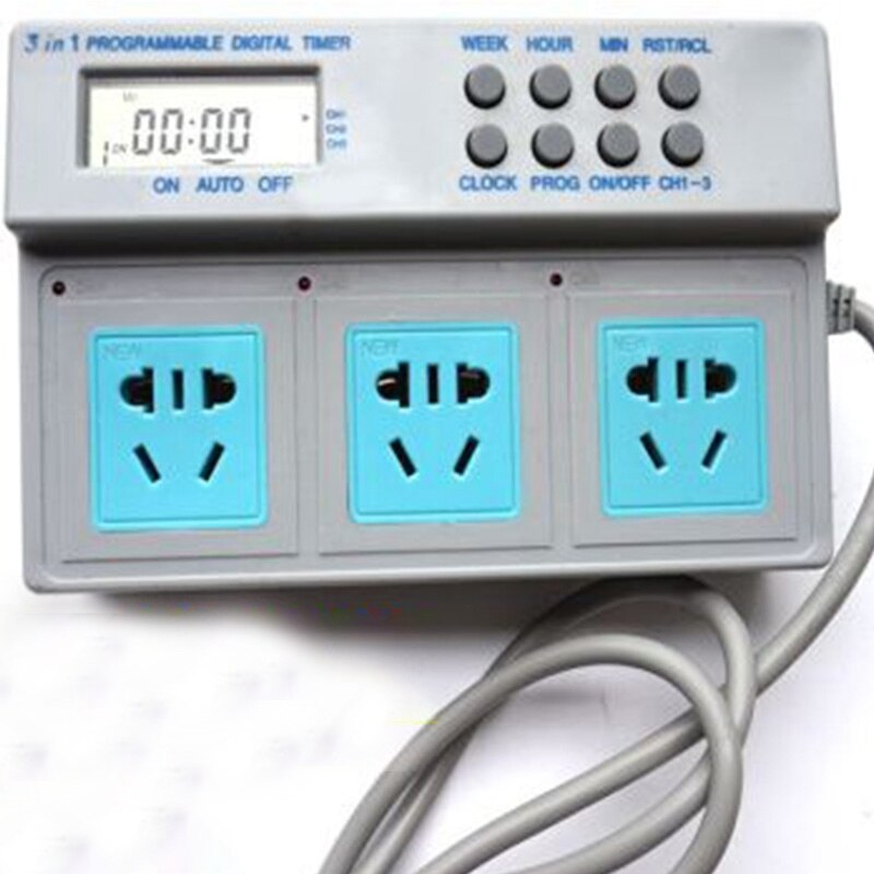 3 in 1 Programmierbare LCD Digital Timer Steckdose Mikrocomputer Timer Steckdose Aquarium Timer Steckdose (uns-stecker)