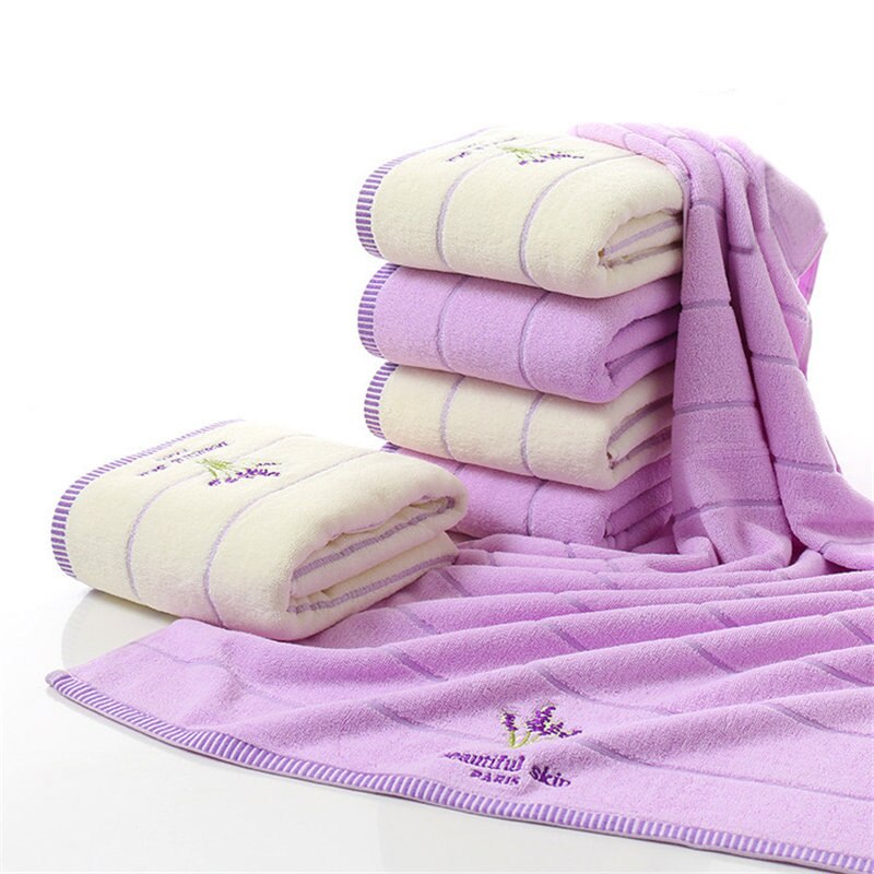 2 Stks/set 100% Katoen Lavendel Handdoek Set Een Stuk 70*140Cm Badhanddoek Een Stukken 34*75cm Gezicht Handdoeken Cadeau Handdoek Badkamer Set