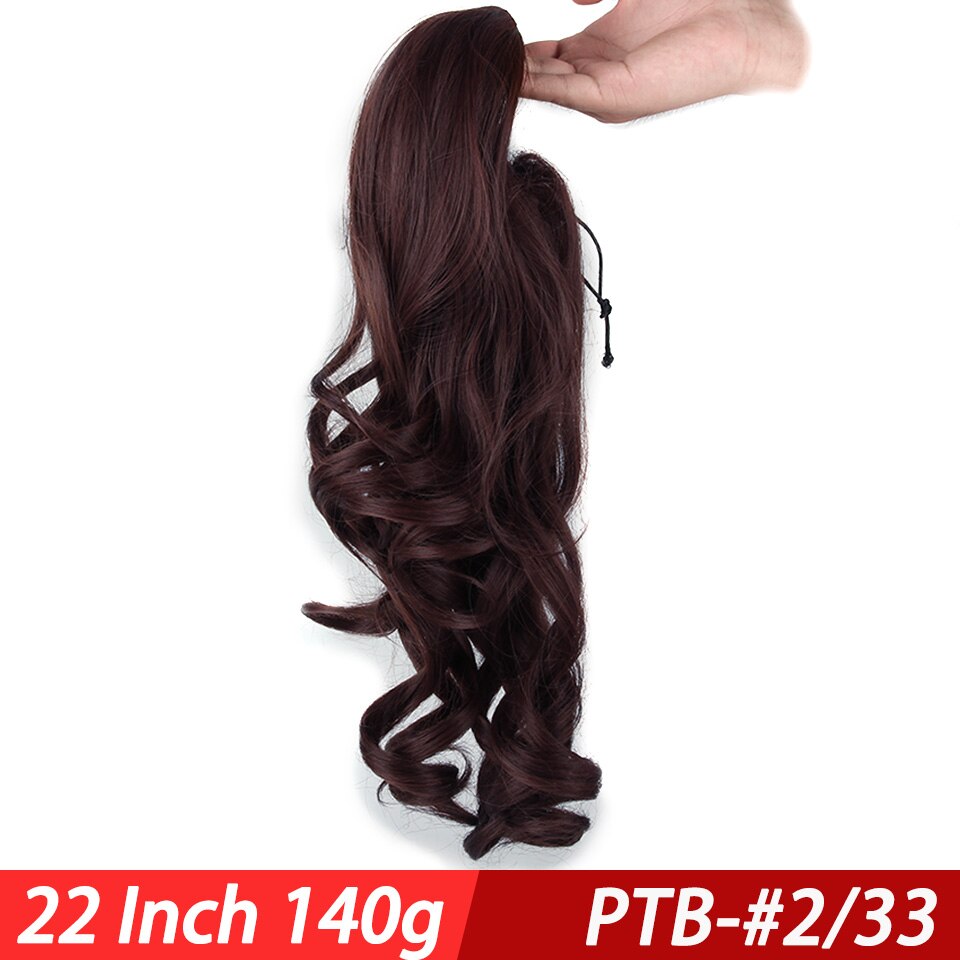 Pageup 22” Long Curly Clip In Hair Tail False Hair Ponytail Hairpiece With Hairpins Synthetic Hair Ponytail Hair Extension: PTB-2I33