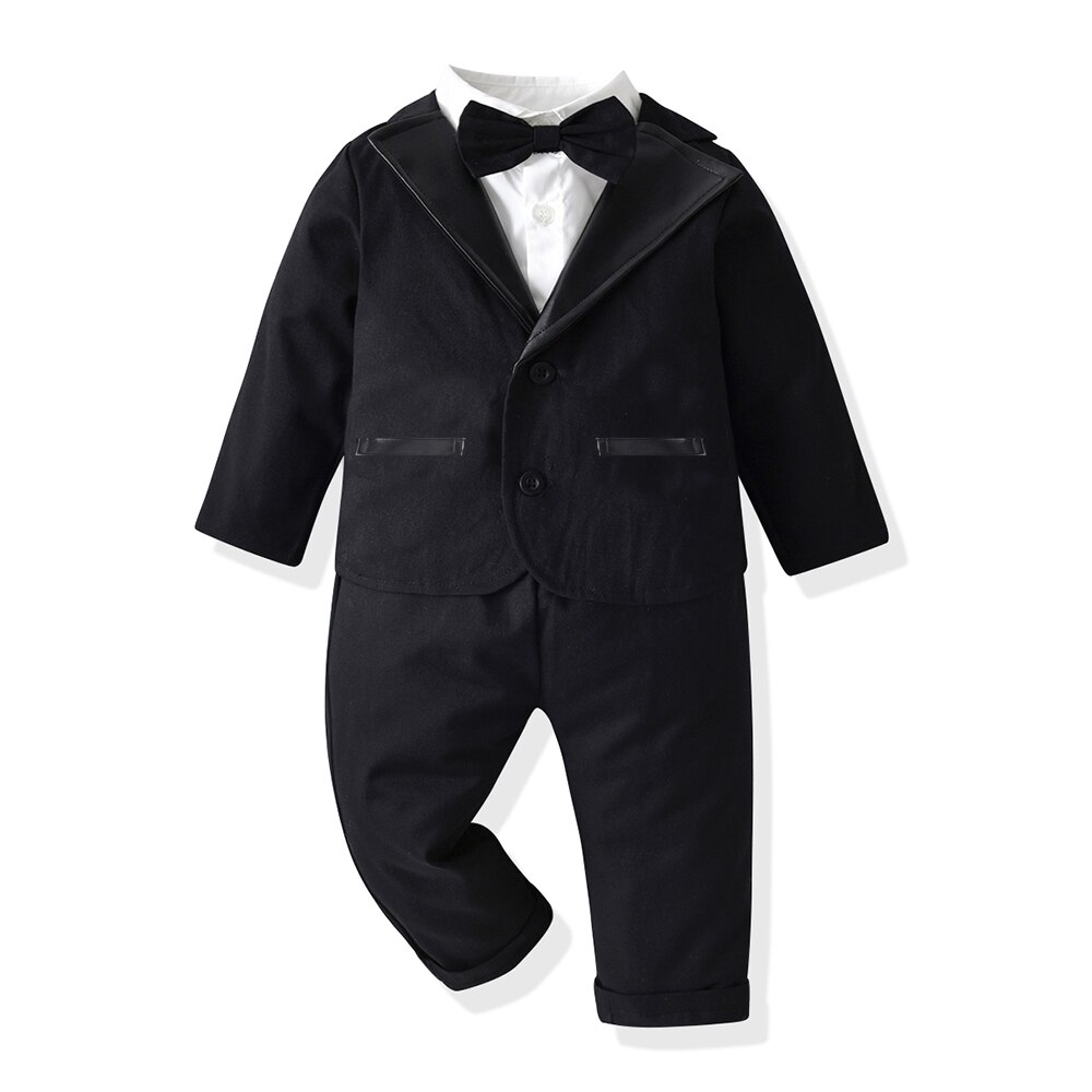 Vêtements pour bébés, tenue de mariage 3 pièces pour garçons, robe de smoking formelle pour enfants, Costume de spectacle de fête, 2022: Black / 6T