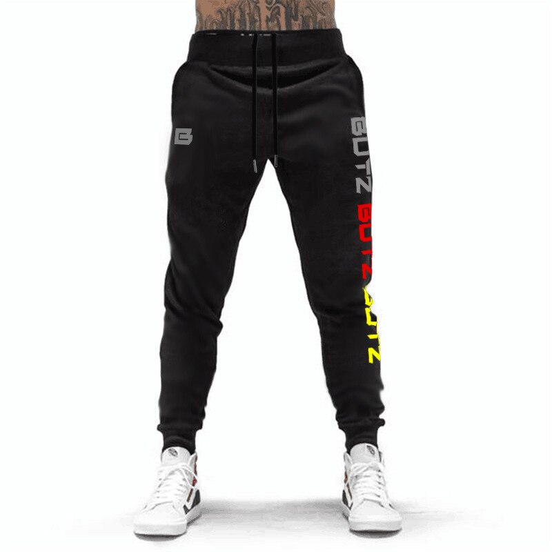 Mannen Sport Running Broek katoen effen kleur rits broek Gym jogging broek mannen sport broek mannen broek: Black / M