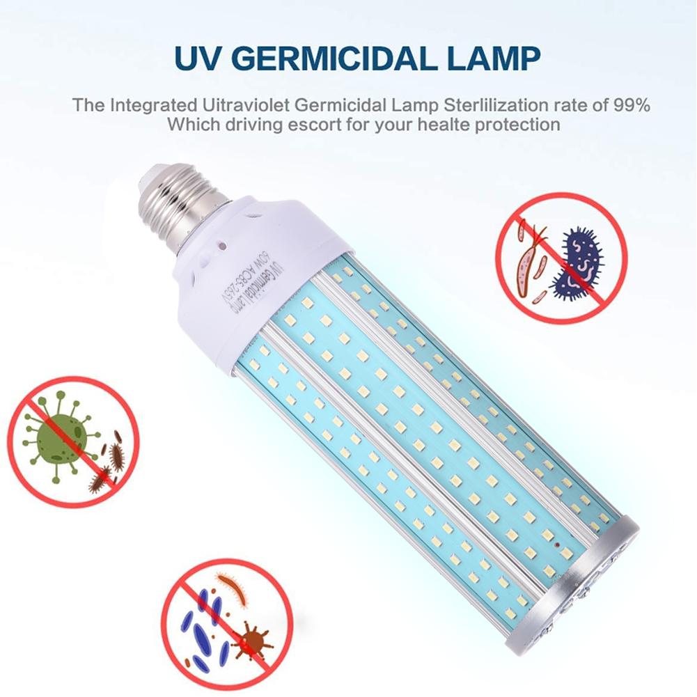 40/60/100W UV Germicidal Light Led UVC Light Bulb E27 Germicidal Lamp Remote Control Timing Killing Virus Mite Bacteria Kill Gem: 60w