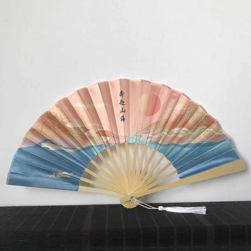 Éventail de Danse Japonais en Soie et Bambou, Pliable, Artisanal original de style Vintage Rétro Chinois pour Décoration de la Maison: 09