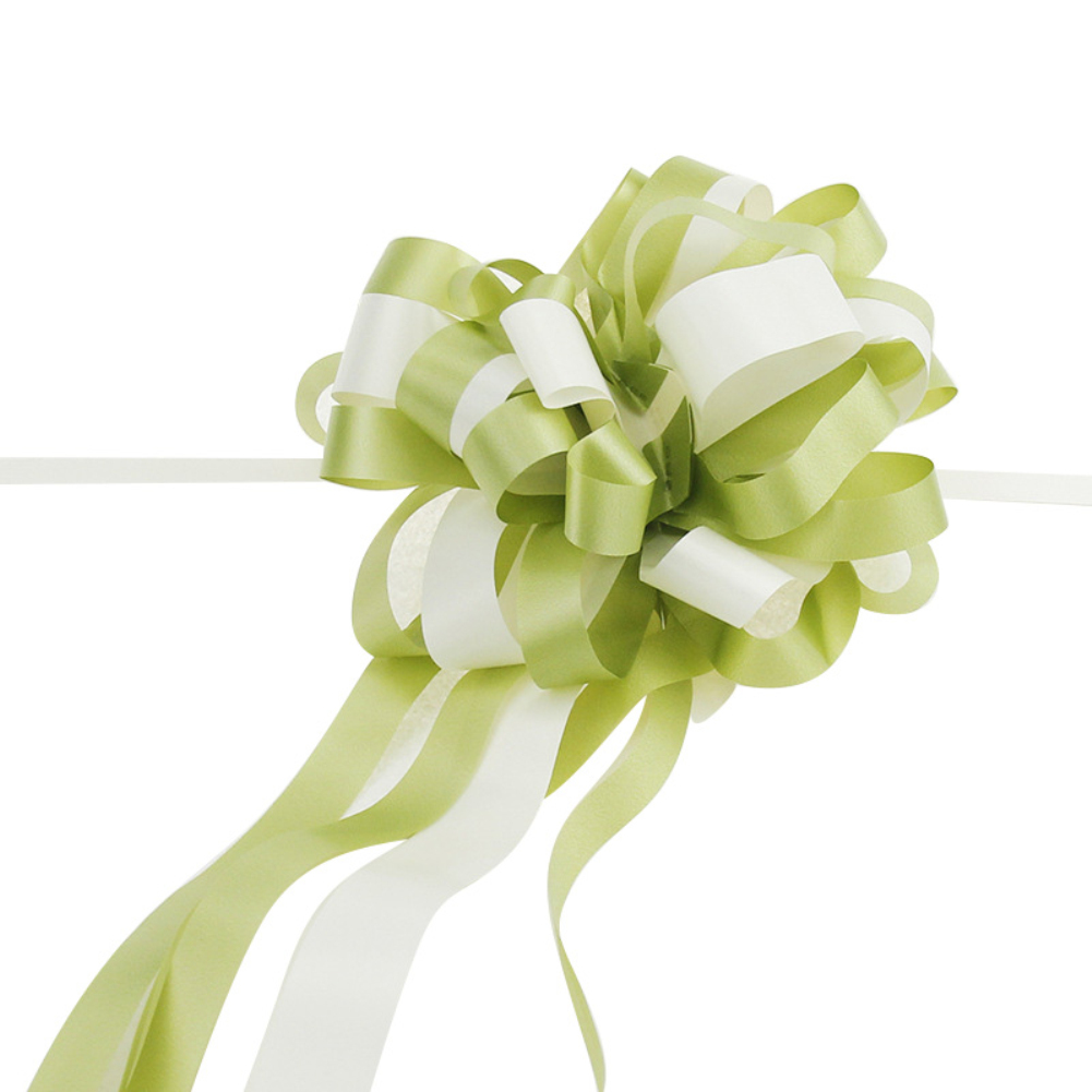 Gør-det-selv-boks bånd sløjfer 10 stk snor pull blomsterkugle pakning bryllup begivenheder fødselsdag dekorativ bil sløjfe: Grøn
