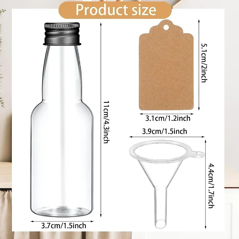 Sæt med 10/30/50/100 mini-spiritusflasker, 1.7oz plastik-spiritusflasker med sorte/sølv/guld låg, alkohol-shotflasker, juiceflaske