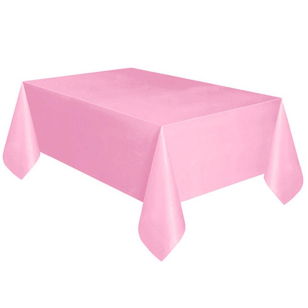 Wegwerp Plastic Tafelkleed Print Kleur Roze Bruiloft Verjaardag Party Tafel Dekken Rechthoek Bureau Doek Veeg Covers Tafelkleed: Pink 