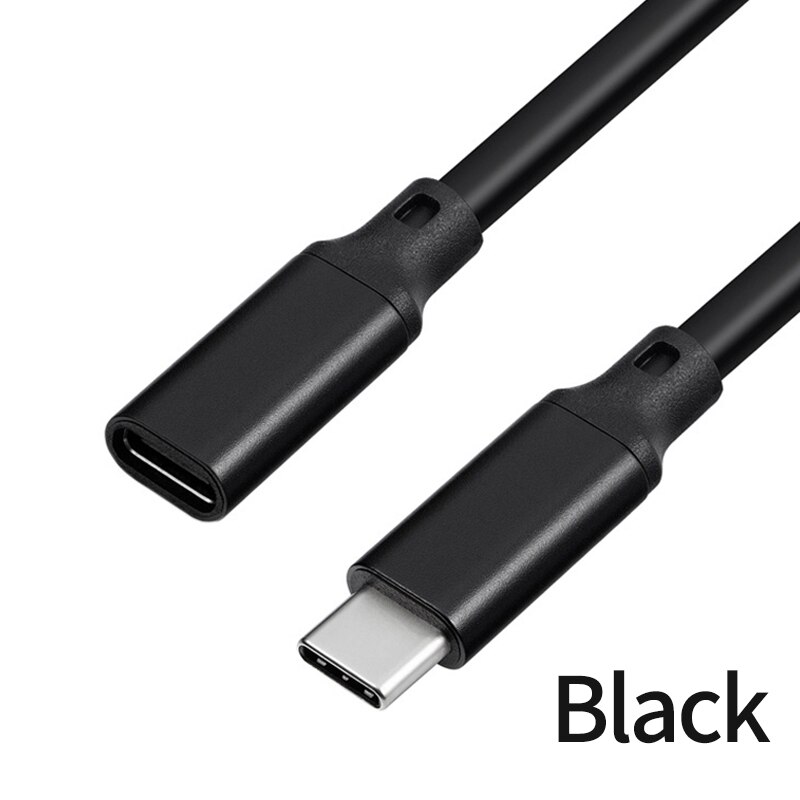 rodzaj-C rozszerzenie kabel męnarty na żeńnarty USB C przewód szybkie ładowanie kable ładowarki PD100W 5A 10 gb/s robić ładowania danych przewody 0.2m 0.5m 1m 2m: czarny / 0.5m