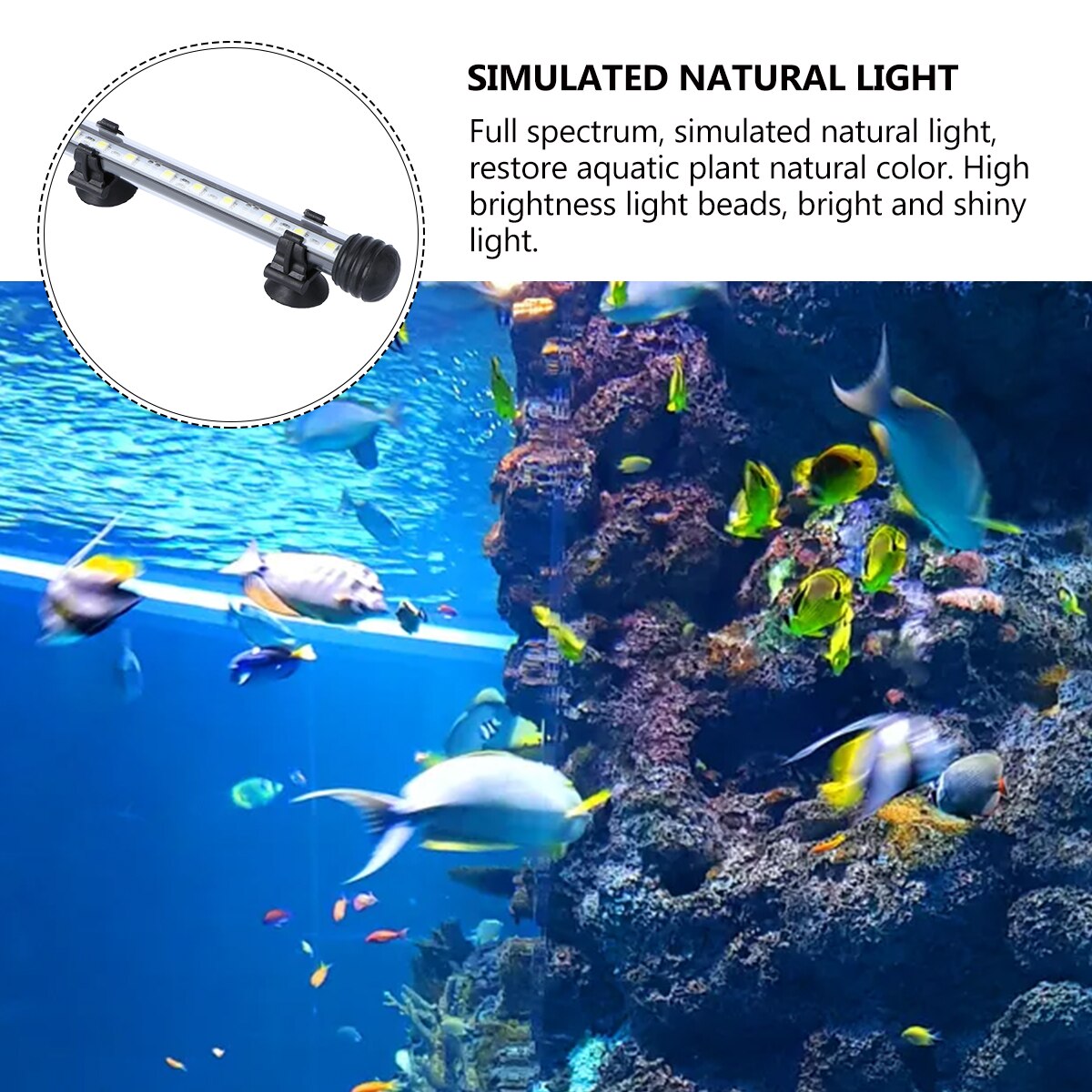 1Pc Aquarium Light Landscape Lighting Lamp Waterproof LED Lighting Lamp Fish Tank Decorative Lamp for Fish Tank (19CM with US