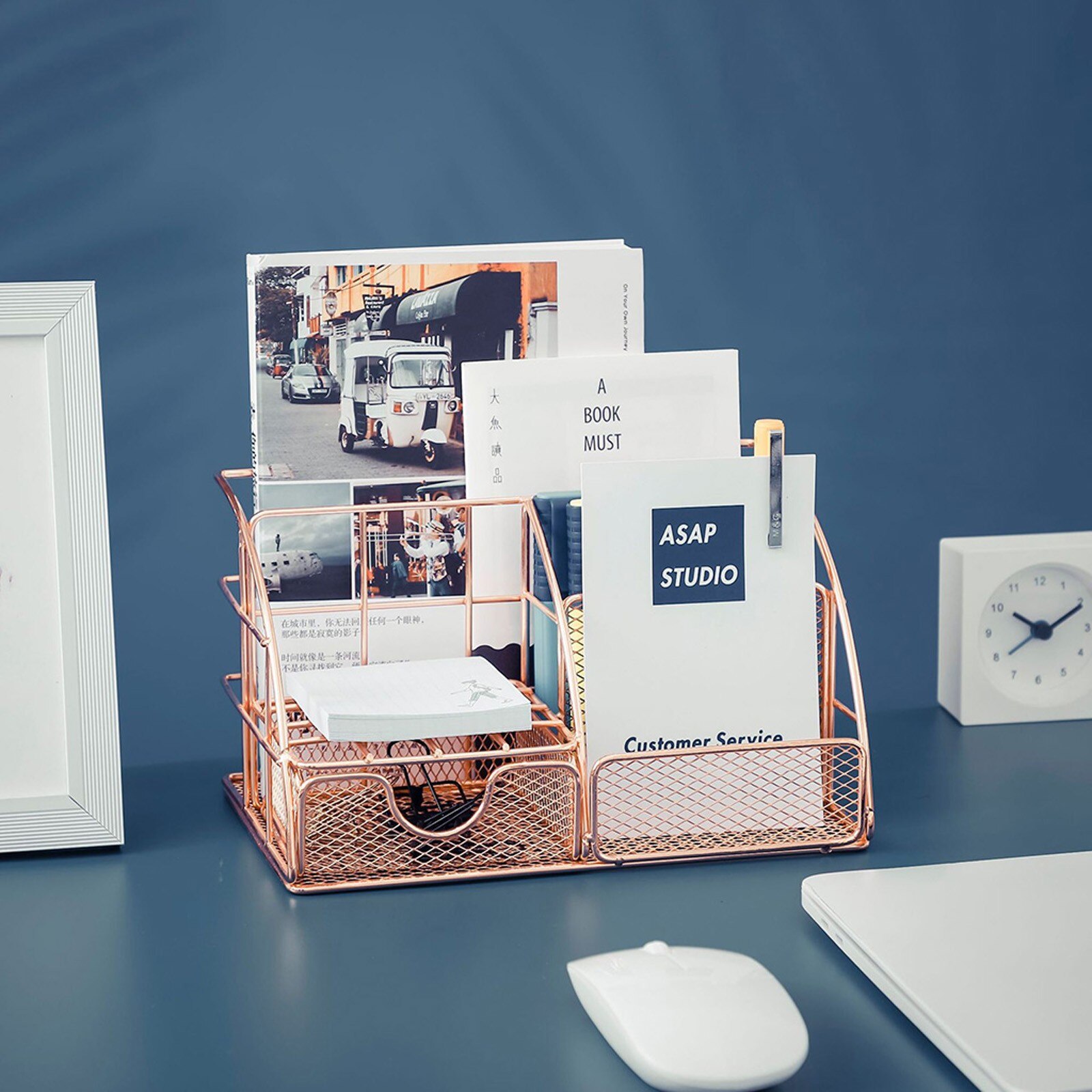 Mesh Office Supplies Accessories with Drawer for Home Office Desktop Rose Gold Desktop Organizer Stand School Office Stationery