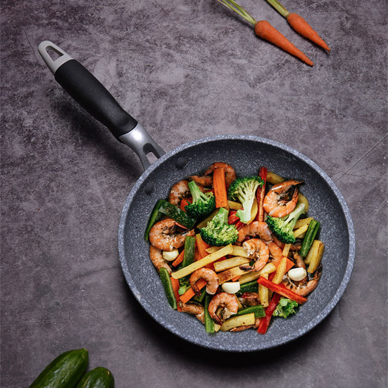 Sartén antiadherente, sartén Wok de piedra duradera, sartén para carne casera, panqueque, cocina de inducción frita, estufa de gas, juego de utensilios de cocina para Cocina