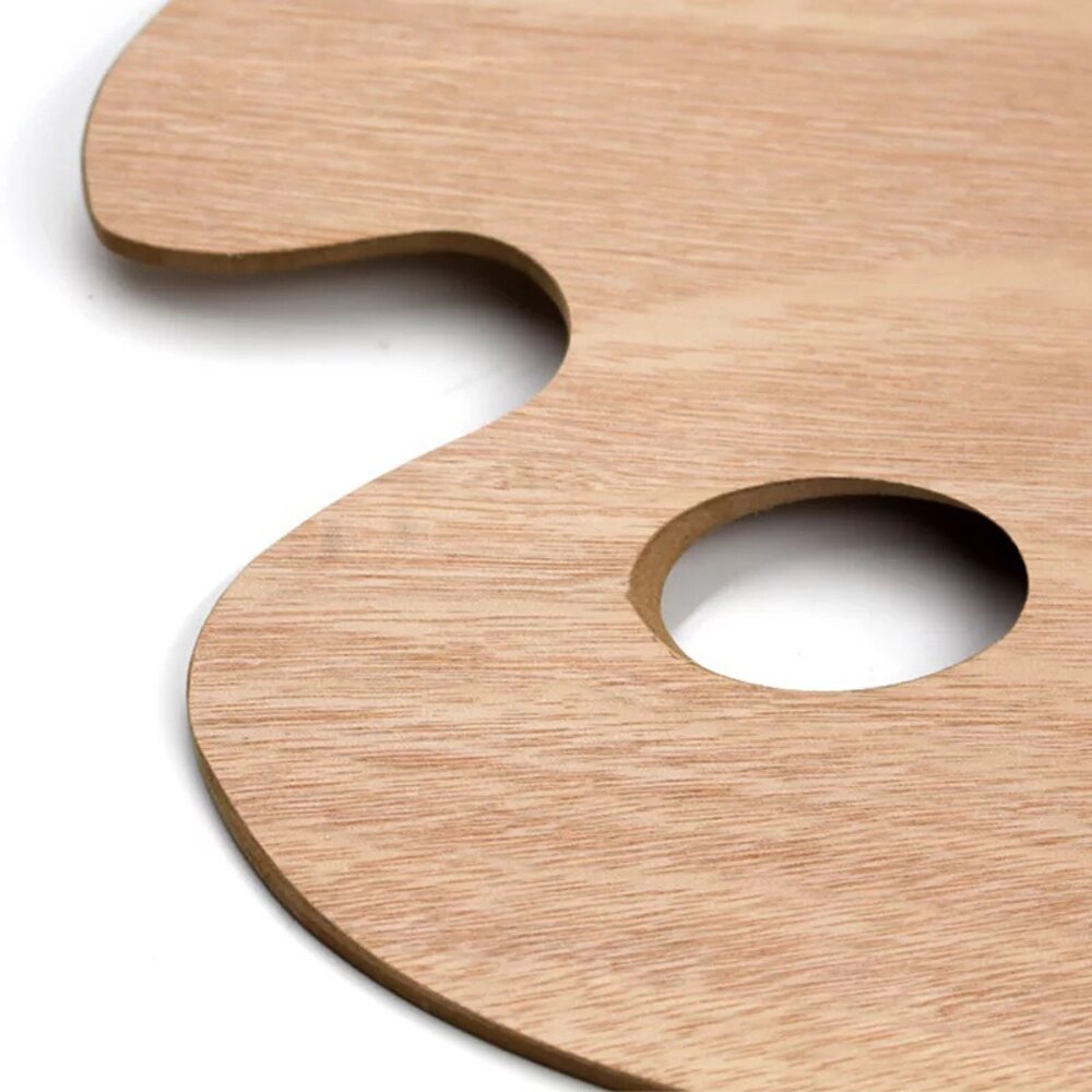 Wooden Painting Palette Artist Painting Tool Oval Shaped 20 * 30cm with Thumb Hole for Acrylic Water-color Oil Paint Art Supply