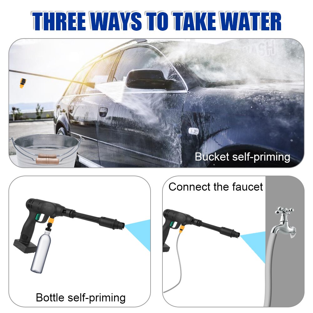 Portable Cleaning Machine 60 Bar Spray Water Gun 1500W Car Wash Pressure Cleaner 9000/20000mAh Cordless High Pressure Car Washer