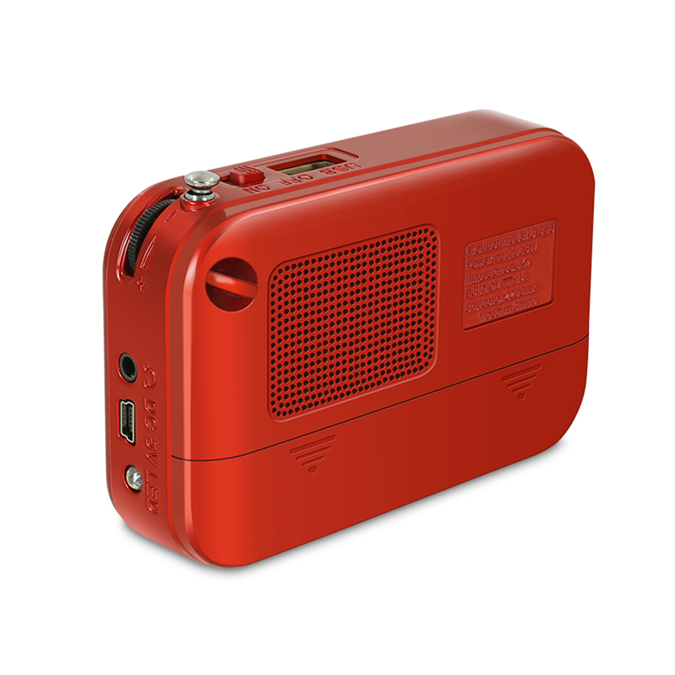 F-14 Portable Mini FM Radio Stereo Speakers Music Player Dual Band Receiver FM 87.5-108MHz Backlight button Clock