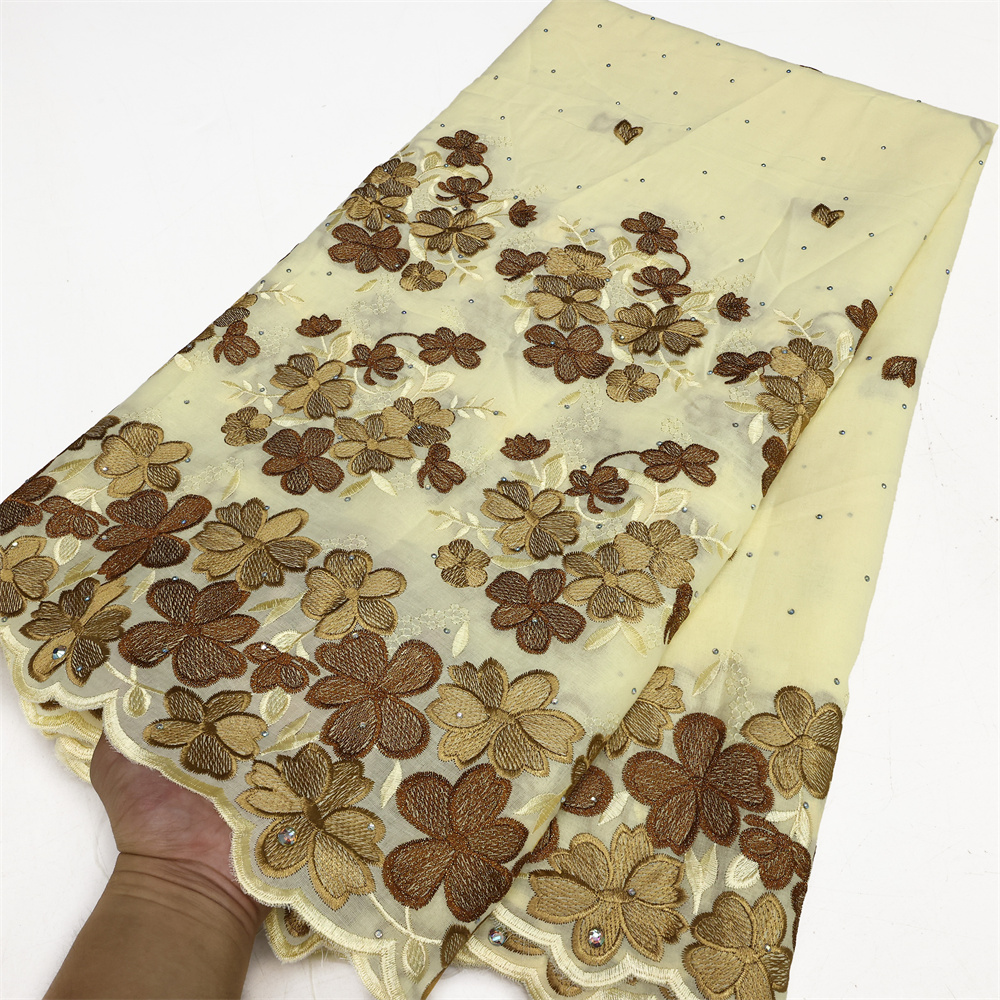 2025 Afrikaanse Nigeriaanse Tule Kant Stof Katoen Damast Guipure Formele Prom Party Gown Dress 5 Yards: Antiek Messing