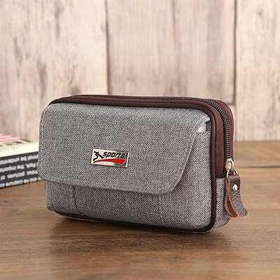 Bisi goro multi-função telefone moeda pequena cintura saco usar cinto bolso ao ar livre porta tarjetas heren resistente ao desgaste bolsa: Gray horizontal306-1