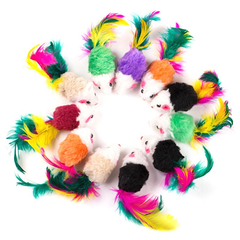 10 Stck Katze spielzeug Falsche Maus Haustier Katze Spielzeug Mini Lustige Spielen Spielzeug Für Katzen mit Bunte Feder Plüsch Mini maus Spielzeug: Ursprünglich Titel