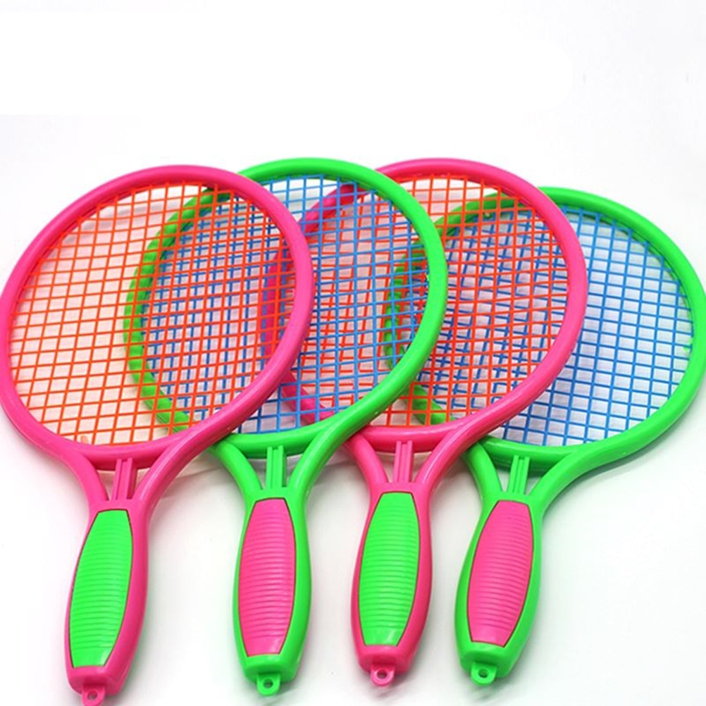 1 paar freundlicher Tennis Schläger freundlicher Kunststoff Badminton Schläger Spiel Requisiten für Kindergarten Grundschule (Größe M Rosa)