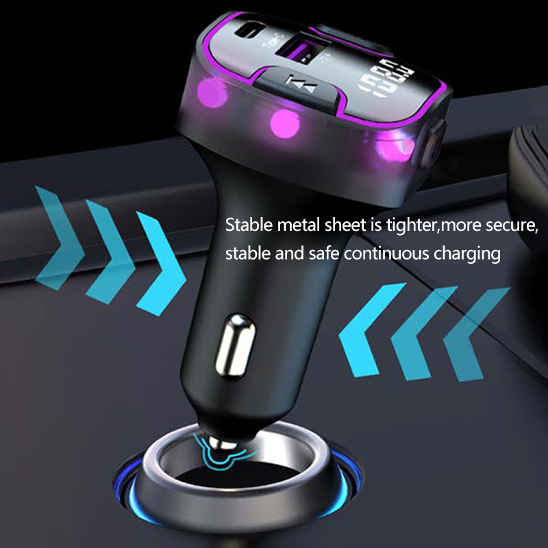 Bluetooth 5.3 Fm-zender Carkit Handenvrij Achterste Rij Dual USB Autolader 3.1A Ondersteuning U disk MP3 Modulator Muziekspeler