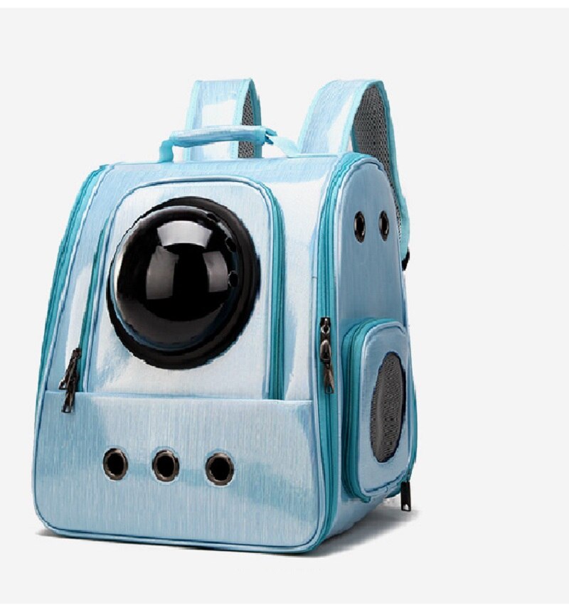 Opvouwbare Waterdichte Huisdier Kat Rugzak Hond Draagtas Bubble Ruimte Pet Carrier Rugzak Voor Kat Kleine Hond Outdoor handtas: Blauw