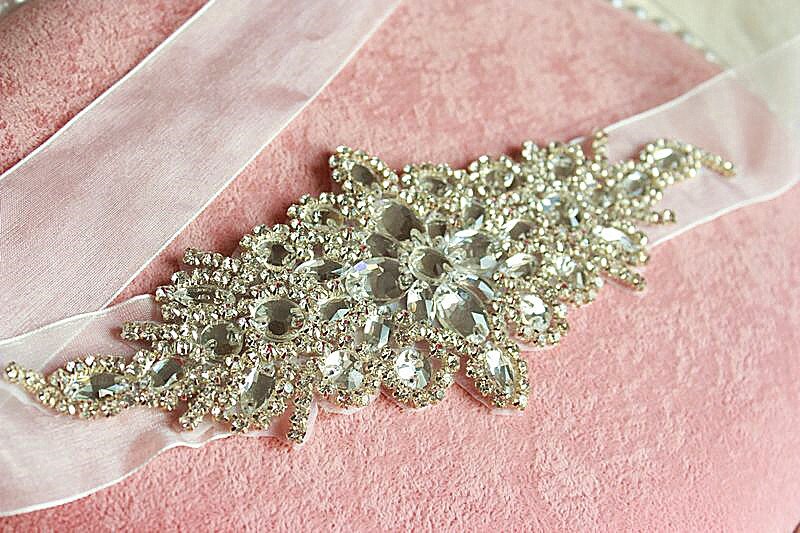 Bridal Crystal Wedding Accessories Satin Dress Belt Ribbon Waistband Sash for Evening Prom Dresses: Transparent yarn