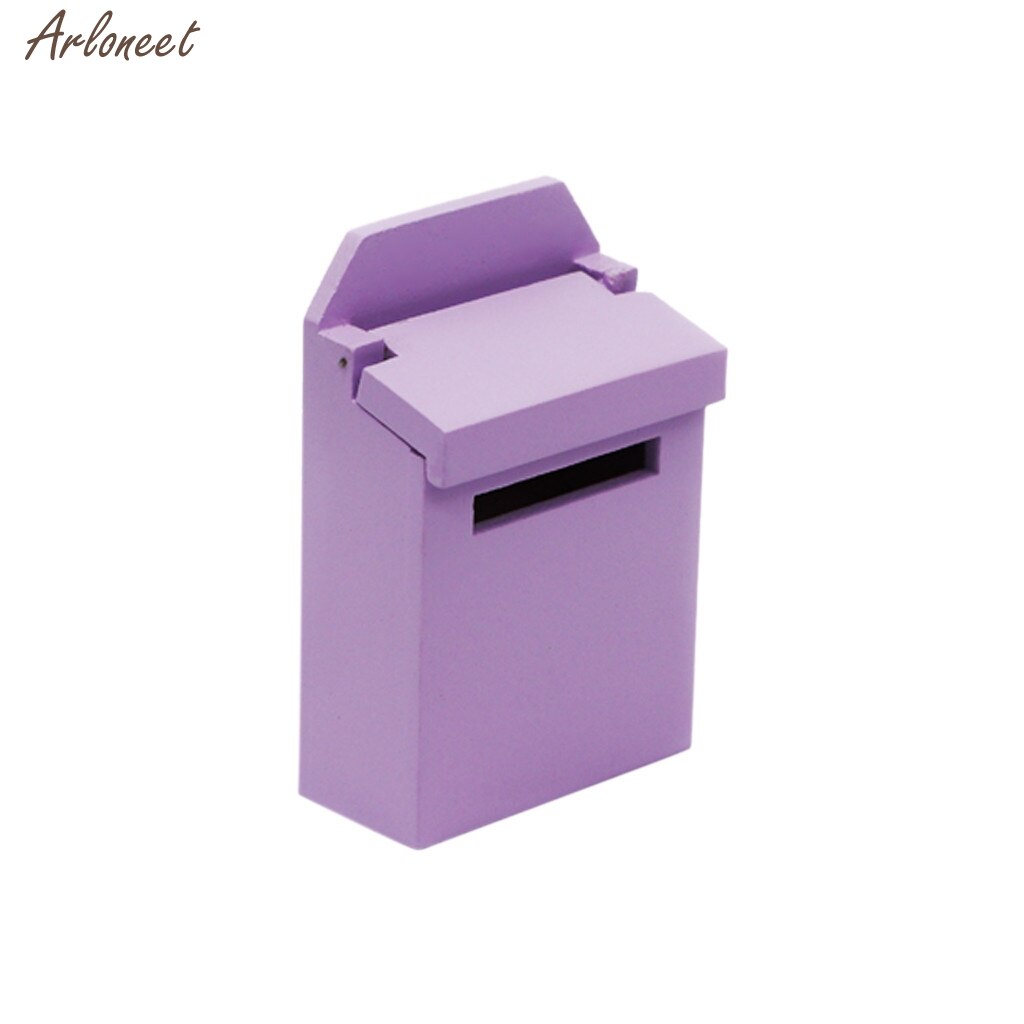 Miniatuur Houten Meubels Kleurrijke Buiten Postbus Mailbox Voor 1:12 Poppenhuis Decoratie Miniatuur Poppen Simulatie Thuis Speelgoed: Purple