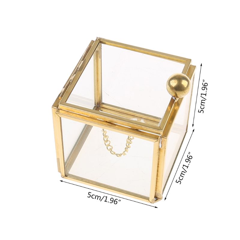 Geometrische sieradendoos van helder glas, sieradenhouder, plantenbak