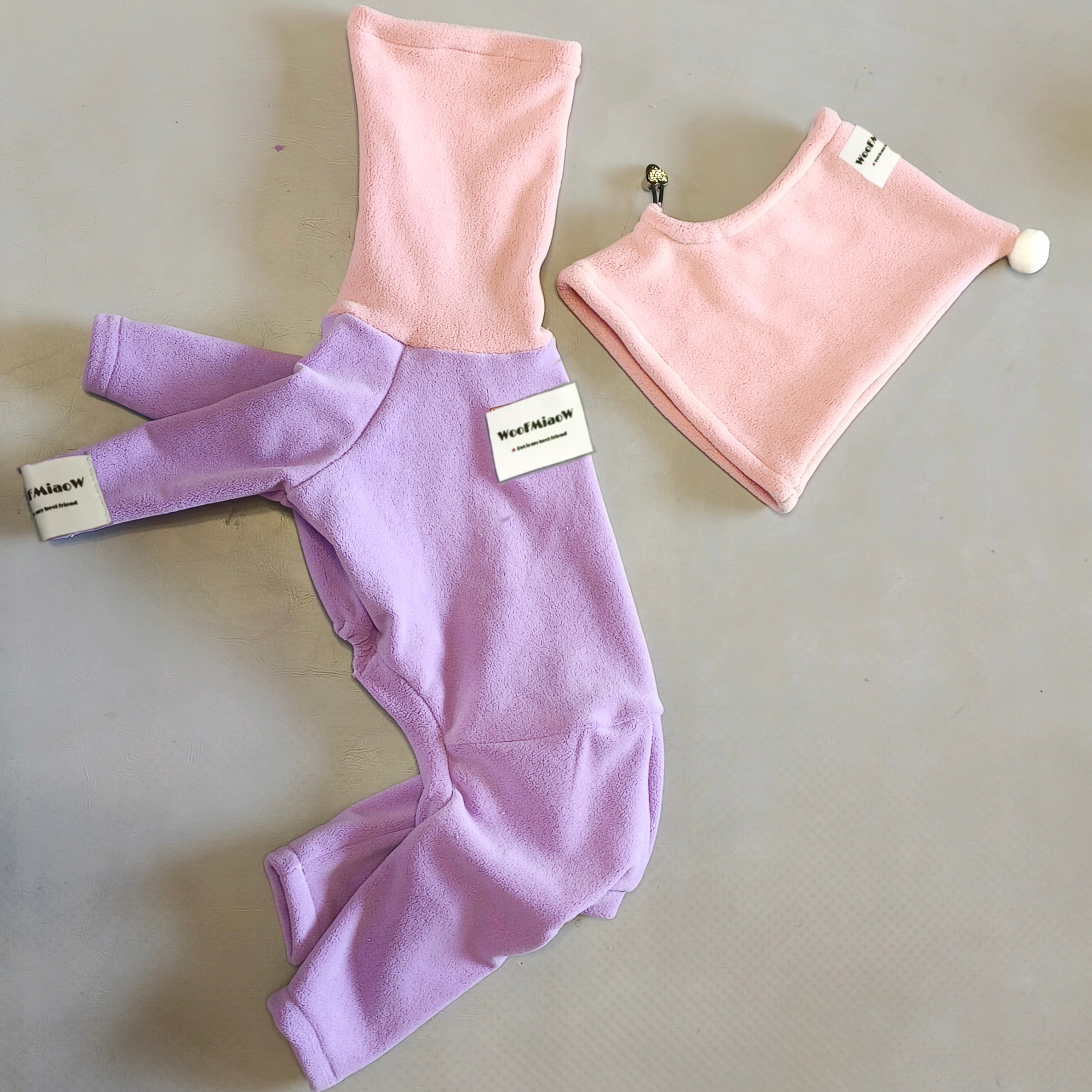 Dog Clothes for Italian Greyho with Hat Pure Color Four-legged Clothing Soft Stretchy Whippet Clothing Winter Warm Dog Clothing: L / Pink