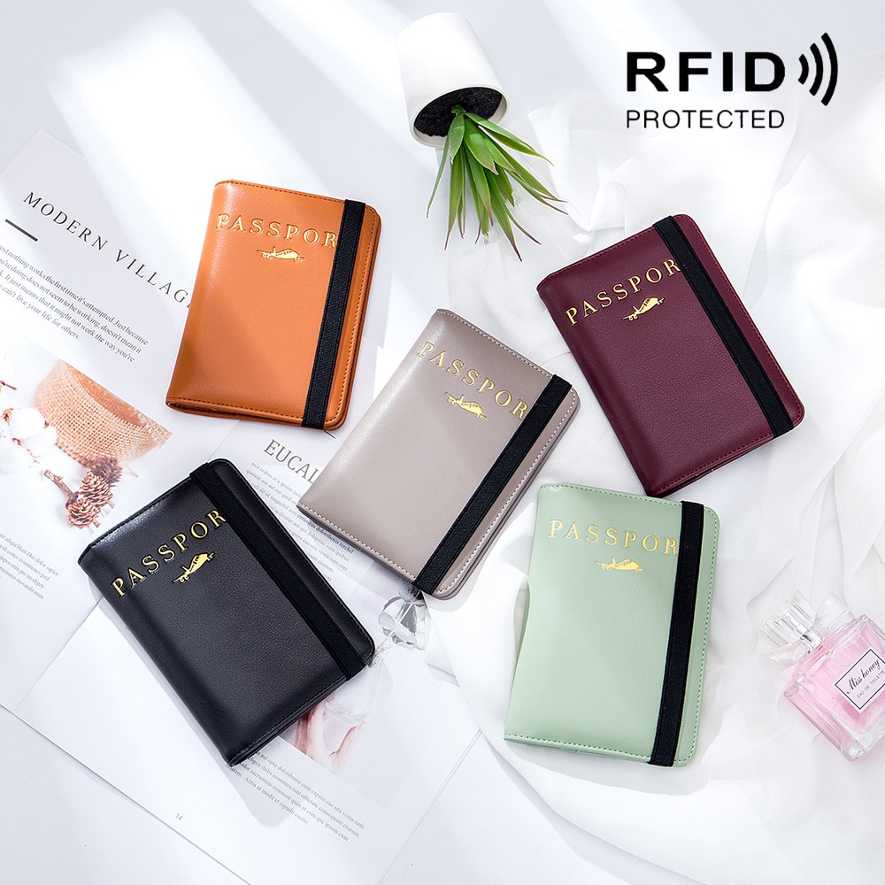 Passeport portefeuille Rfid bloquant en cuir voyage porte-passeport porte-carte couvre pour Document certificat étui unisexe antivol