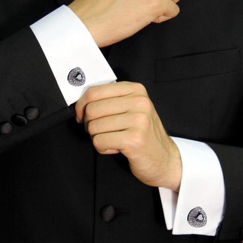 Men's Formal Dress Business Tie Clip Cufflink French Style Wedding Groom Jewelry Rhinestone Shirt Tie Clips Cuff Links