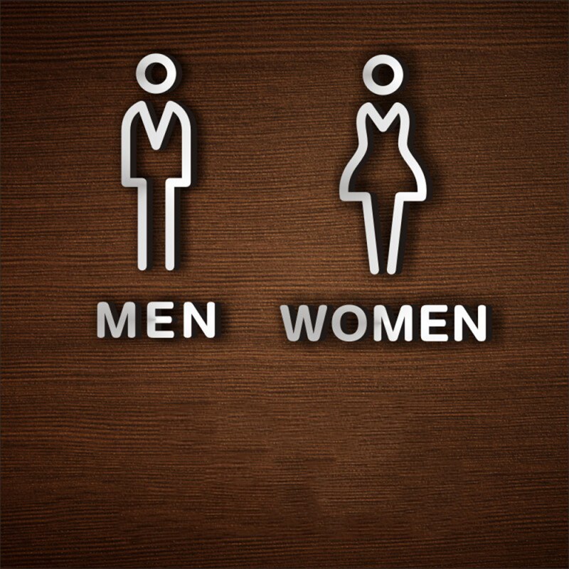 1PC Acrylic Men Women Restroom Door Sign Self Adhesive Plate Bathroom Signage DIY Public Toilet Decoration