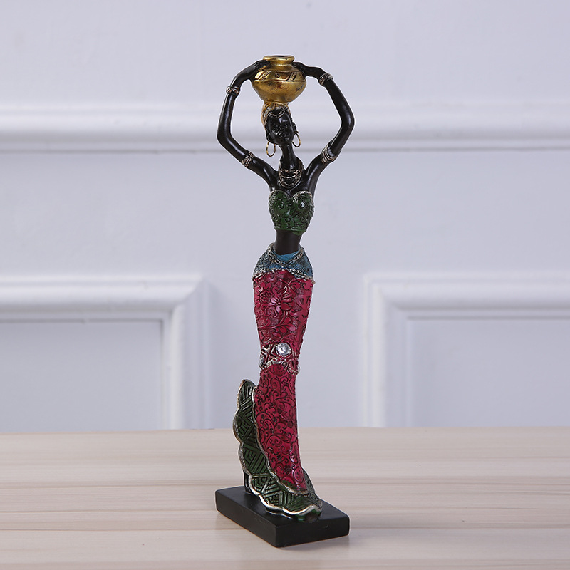 Buf 22cm afrikansk kvinna staty harts hantverk heminredning skulptur europeisk stil enkla hus inredning ornament