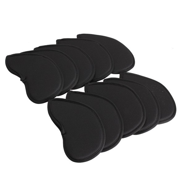 10Pcs Golf Kopf Abdeckung Club Eisen Putter Kopfschutz Set Neopren Schwarz Outdoor Unterhaltung Golf Zubehör