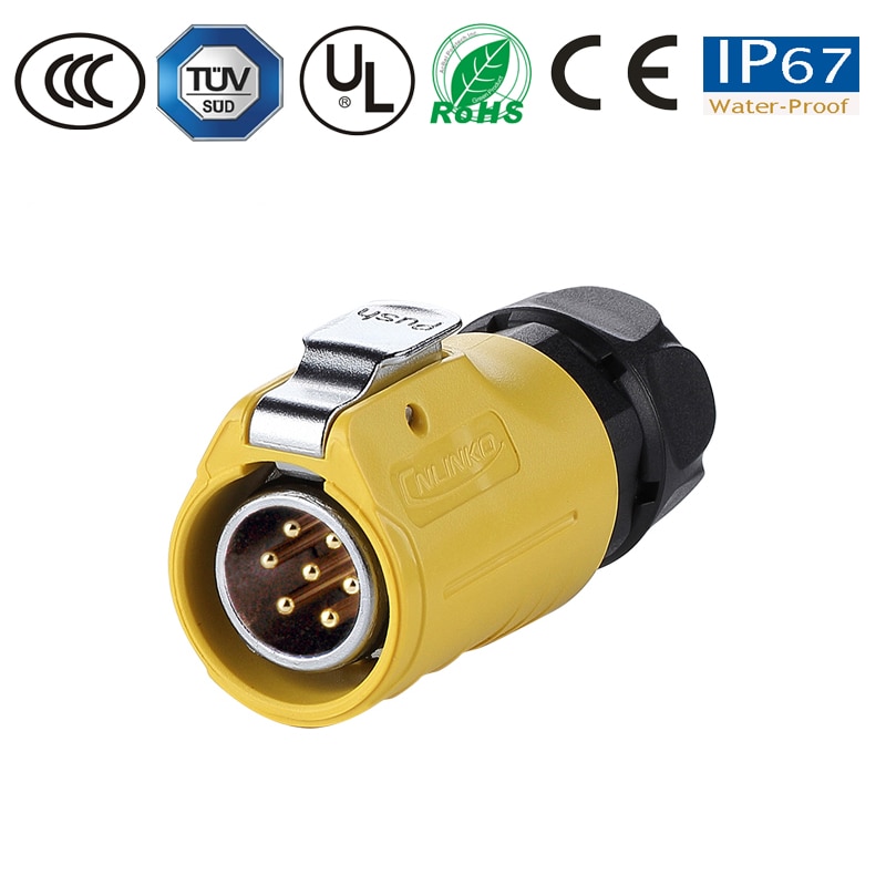 M20 IP67 Waterproof Quick Connect Electrical 2-12 Pin Panel Mount Wire to Board 12V DC Power Connector Plug Socket terminator: 7Pin Plug