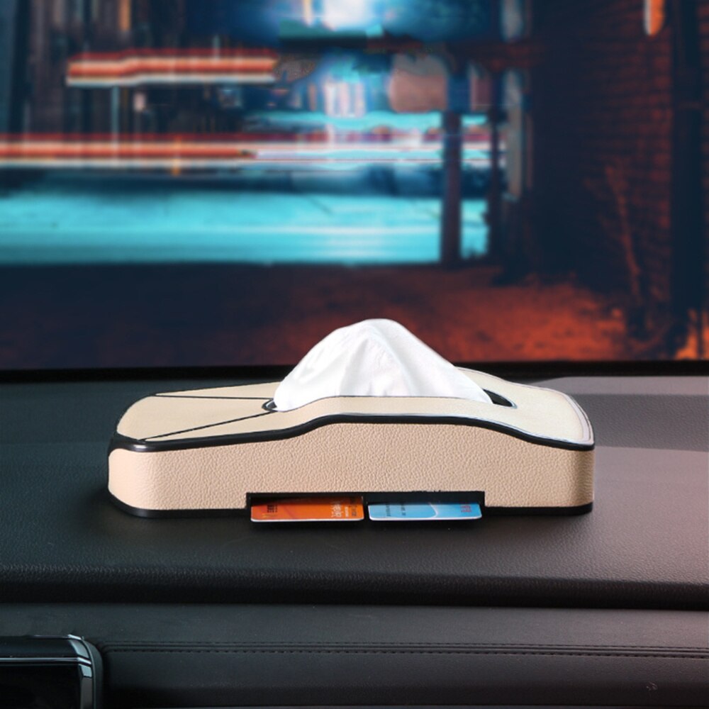Auto Tissue Box Creatieve Rechthoekige Papier Houder Cover Case Lederen Invoegen Auto Lade Instrument Panel Armsteun Lade Voor Ho