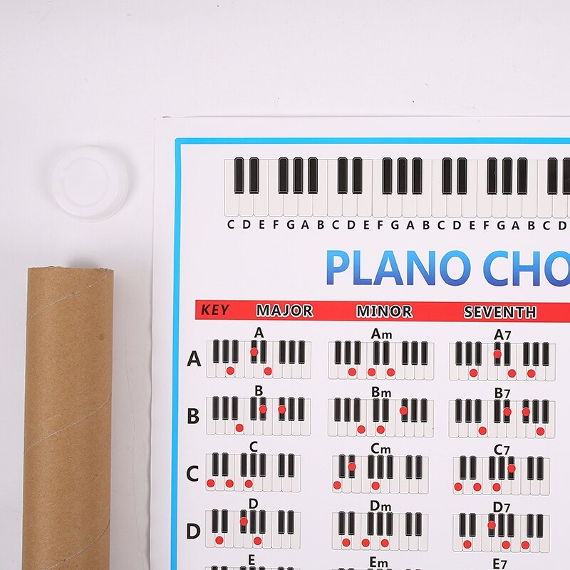Piano akkoorden tabel toonsoort muziek grafische oefening poster notenbalk piano akkoord oefen tabel 88- toonsoort beginner piano vingerzetting tabel