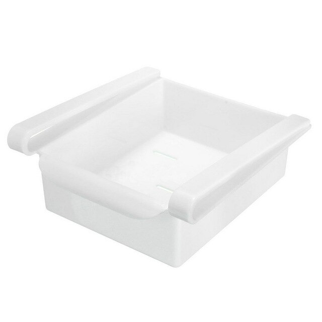 Mini abs lysbilde kjøkken kjøleskap fryser plassbesparende organisasjon mat frukt oppbevaringsboks stativ bad hylle organizer holder: Hvit