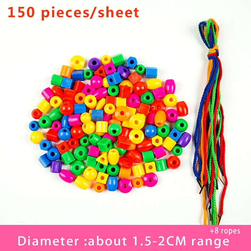 50pcs/set Geometric Figure Plastic Threading Beads Handwork Early Educational Toys Kindergarten Crafts Beads Toys: B