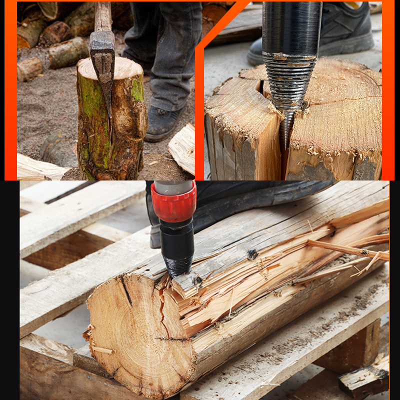 32/42/50mm Firewood Splitter Drill Bit Round/Hex/Triangle Shank Wood Cone Reamer Punch Driver Step Multifunctional Drill Bit