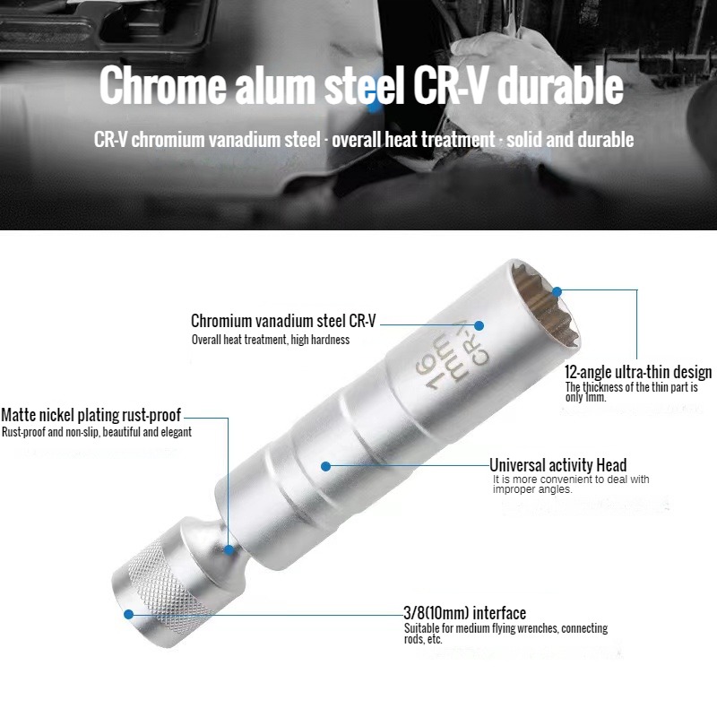 14-16mm Spark Plug Socket Removal Tool Car Spark Plug Special disassembly tool 3/8 Repair set Spark Plug Key Gap Tool Wrench