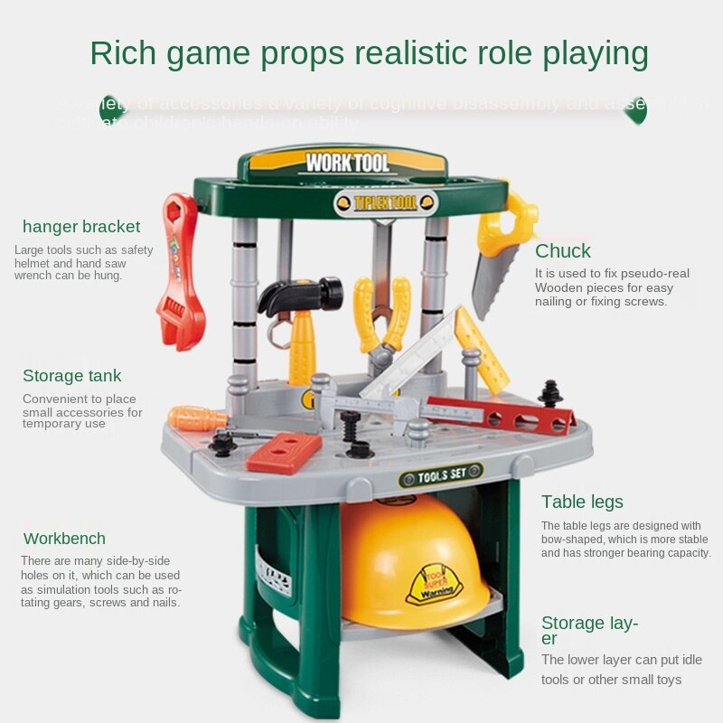 Kids Gereedschap Box Voor Tool Set Speelgoed Ingenieur Multifunctionele Onderhoud Bureau Educatief Intelligentie Pretend Play Kinderen Speelgoed